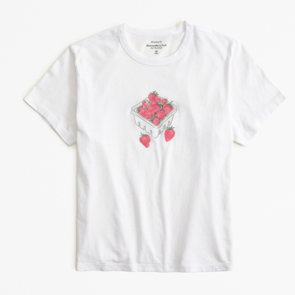 Abercrombie & Fitch Women’s Short-Sleeve Strawberry Graphic Skimming Tee